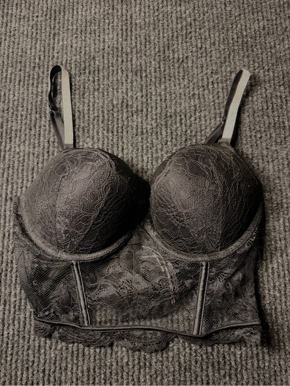 Victoria’s Secret Black Lace Longline Bustier Corset Bra 34C